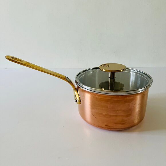MAUVIEL 1.9QT M Triply Copper Sauce Pan with Glass Lid - Picture 5 of 8